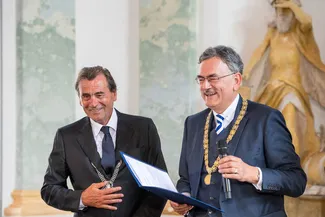 Hans Steindl mit TUM-Präsident Wolfgang A. Herrmann im Festsaal des Klosters Raitenhaslach