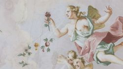 The goddess Flora in the ceiling fresco by Johann Martin Heigl in the Aula maior of the TUM Science & Study Center Raitenhaslach.